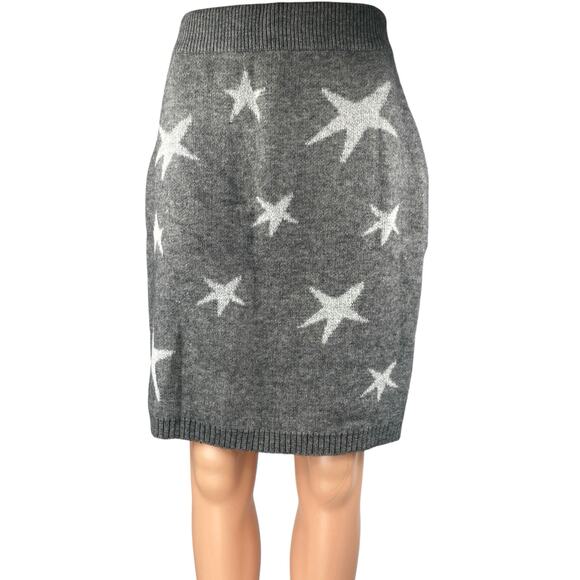 Shein Gray Star Print High Elastic Waist Pull-On Mini Straight Pencil Skirt Sz L - Picture 1 of 5